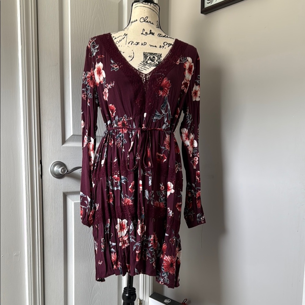 Floral Burgundy Dress